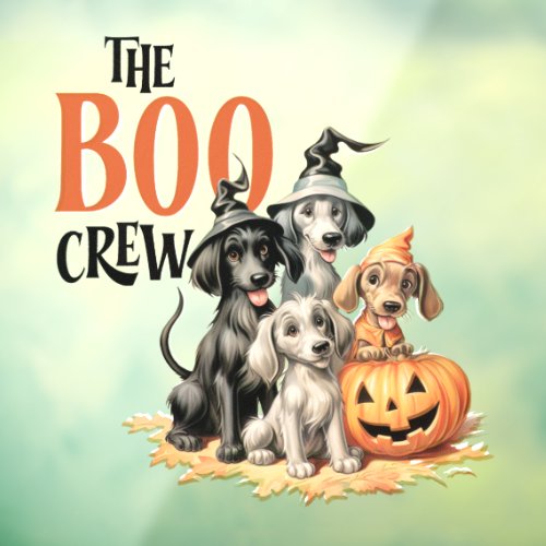 Halloween Scary Boo Dogs Crew Orange Pumpkin Window Cling