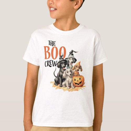 Halloween Scary Boo Dogs Crew Spooky Kids T_Shirt