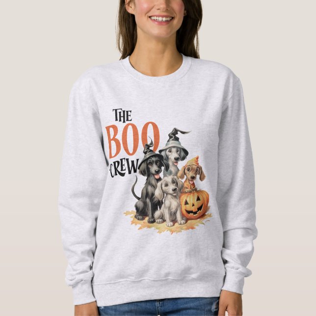 Halloween Scary Boo Dogs Crew Spooky Women Sweatshirt (Front)