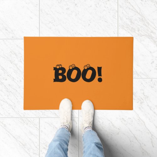 Halloween Scary Boo eyeballs black orange funny Doormat