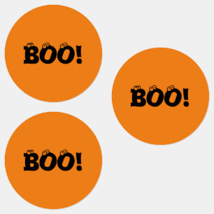 Halloween Scary Boo! eyeballs black orange Labels