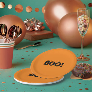 Halloween Scary Boo! eyeballs black orange Paper Plates