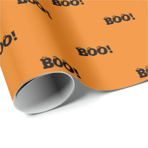 Halloween Scary Boo! eyeballs black orange pattern Wrapping Paper