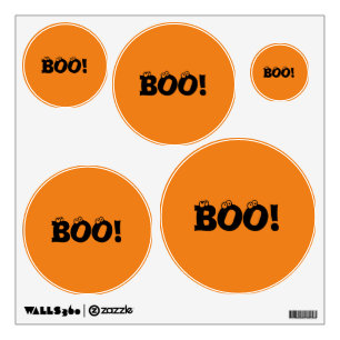 Halloween Scary Boo! eyeballs black orange spooky Wall Decal