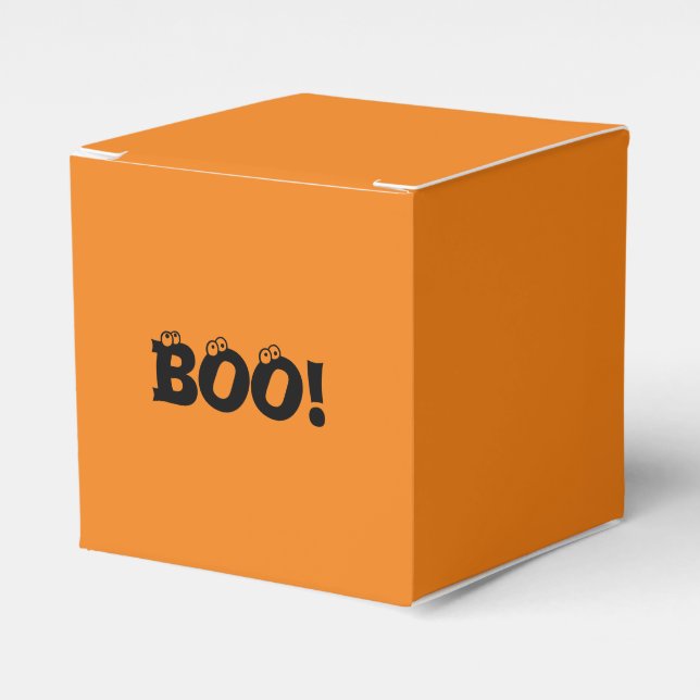 Halloween Scary Boo! eyeballs black orange treats Favor Boxes (Front Side)