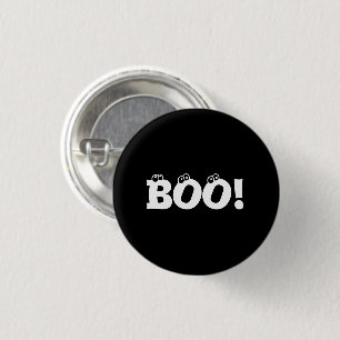 Halloween Scary Boo! eyeballs black white Button