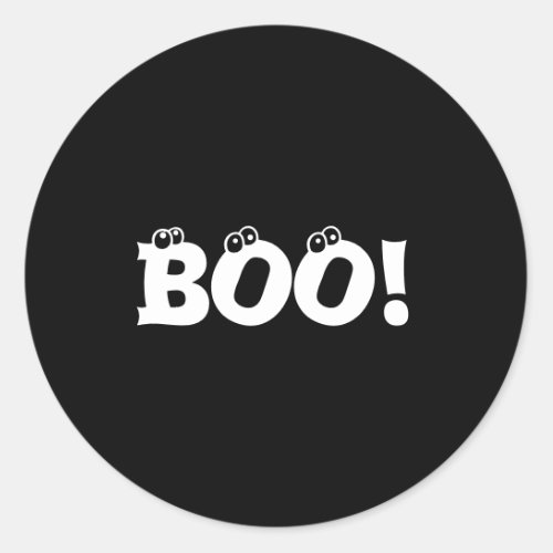 Halloween Scary Boo eyeballs black white Classic Round Sticker