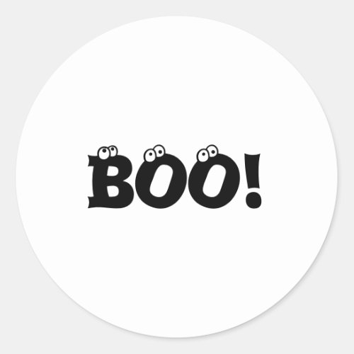 Halloween Scary Boo eyeballs black white Classic Round Sticker