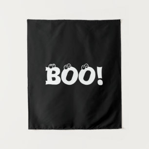 Halloween Scary Boo! eyeballs black white decor Tapestry