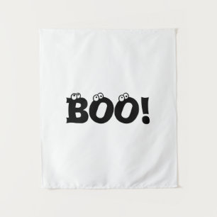 Halloween Scary Boo! eyeballs black white decor Tapestry