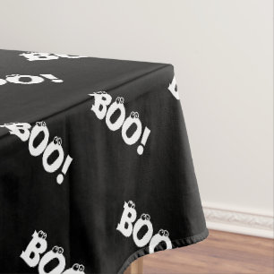 Halloween Scary Boo! eyeballs black white funny Tablecloth