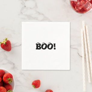 Halloween Scary Boo! eyeballs black white Napkins