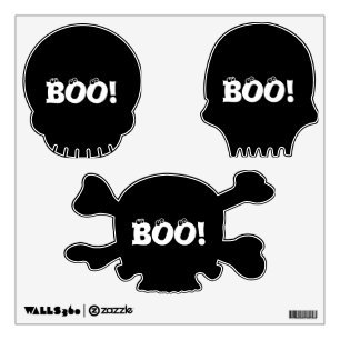 Halloween Scary Boo! eyeballs black white spooky Wall Decal