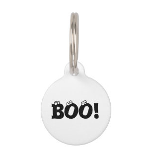 Halloween Scary Boo! eyeballs ghost funny dog Pet ID Tag