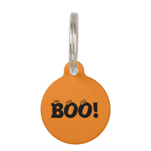 Halloween Scary Boo! eyeballs ghost funny dog Pet ID Tag