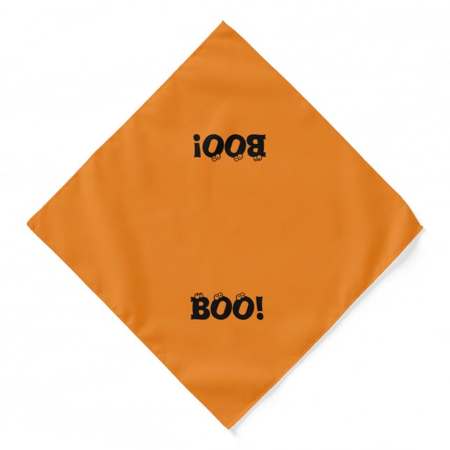 Halloween Scary Boo! eyeballs orange funny dog Bandana (Front)