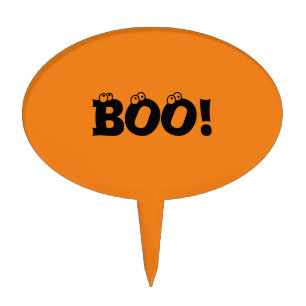 Halloween Scary Boo! eyeballs orange trick treat Cake Topper