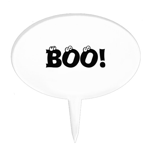 Halloween Scary Boo! eyeballs white treat or trick Cake Topper (Front)