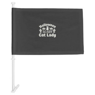Halloween Scary Cat Lady_1 Car Flag