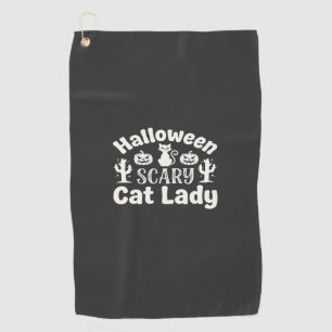 Halloween Scary Cat Lady_1 Golf Towel