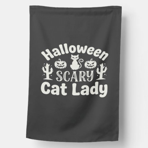 Halloween Scary Cat Lady_1 House Flag