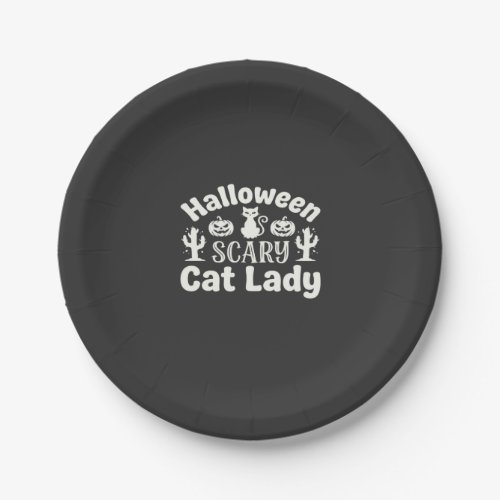 Halloween Scary Cat Lady_1 Paper Plates