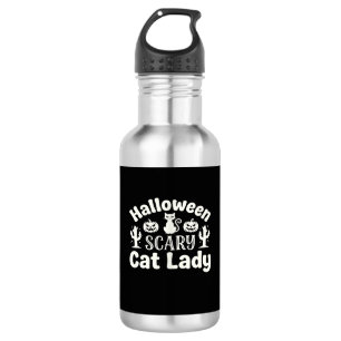 Halloween Scary Cat Lady_1 Stainless Steel Water Bottle