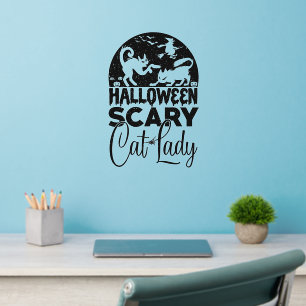 Halloween Scary Cat Lady Black 12" x 18" Wall Decal
