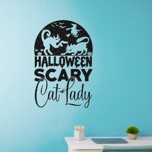 Halloween Scary Cat Lady Black 28"x40" Wall Decal