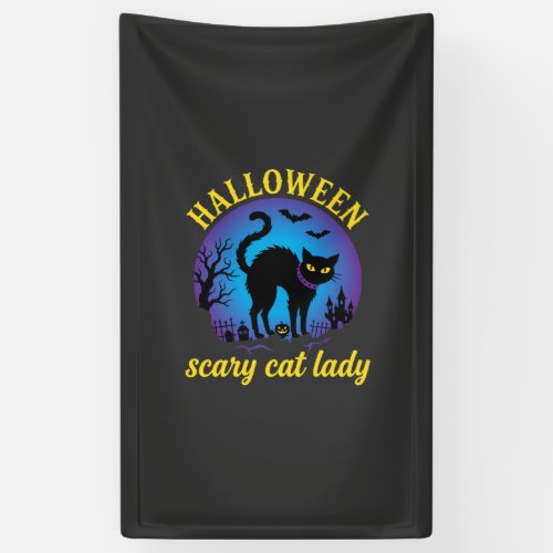 Halloween Scary Cat Lady Black Cat Banner