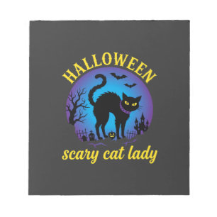 Halloween Scary Cat Lady Black Cat Notepad