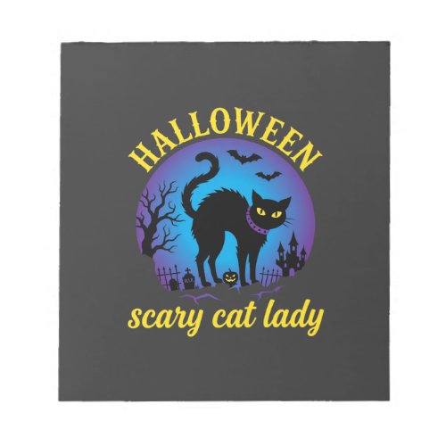 Halloween Scary Cat Lady Black Cat Notepad