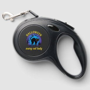 Halloween Scary Cat Lady Black Cat Retractable Pet Leash