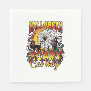 Halloween Scary Cat Lady Grim Reaper Moon Magic Bo Napkins