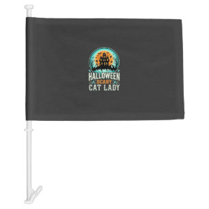 Halloween Scary Cat Lady Haunted House Design_1 Car Flag