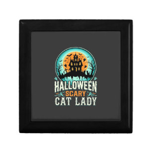 Halloween Scary Cat Lady Haunted House Design_1 Gift Box