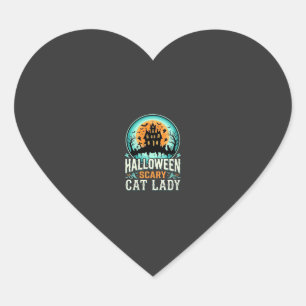 Halloween Scary Cat Lady Haunted House Design_1 Heart Sticker