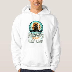 Halloween Scary Cat Lady Haunted House Design_1 Hoodie