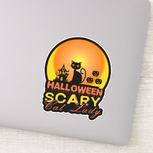 Halloween Scary Cat Lady ID858 Sticker
