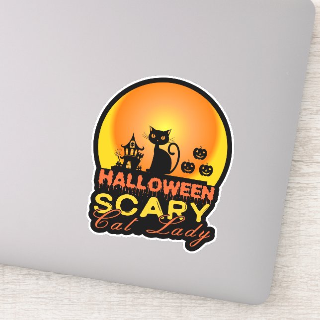 Halloween Scary Cat Lady ID858 Sticker (Detail)