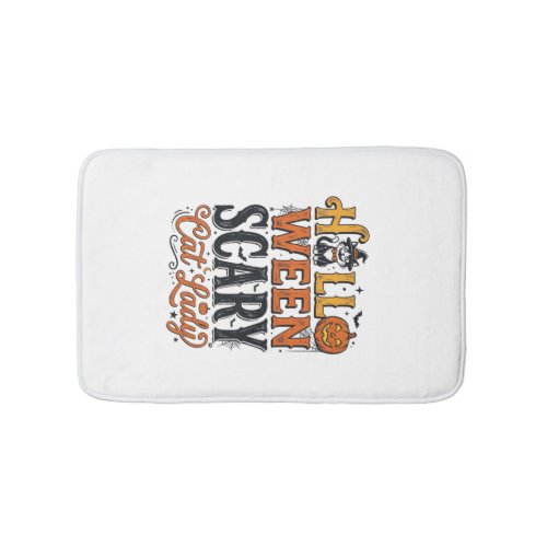 Halloween Scary Cat Lady Vintage Cat Shirt Design_ Bath Mat