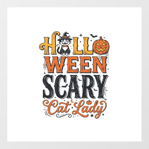 Halloween Scary Cat Lady Vintage Cat Shirt Design_ Floor Decals