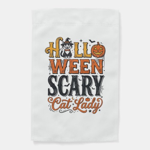 Halloween Scary Cat Lady Vintage Cat Shirt Design_ Garden Flag