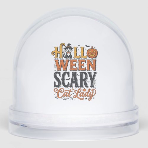 Halloween Scary Cat Lady Vintage Cat Shirt Design_ Snow Globe