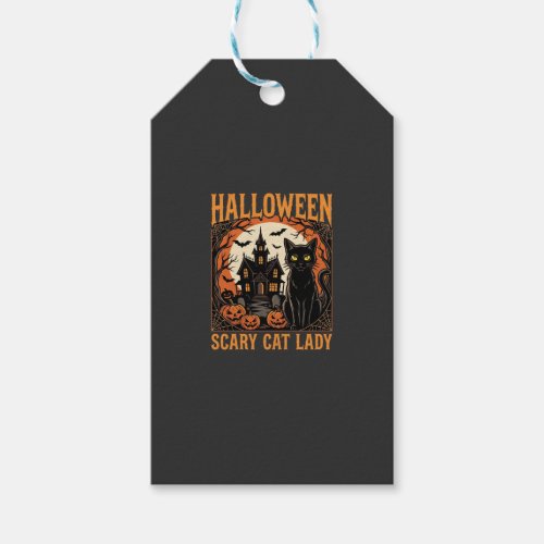 Halloween Scary Cat Lady Vintage Design Gift Tags