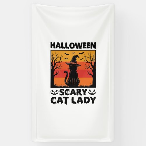 Halloween Scary Cat Lady Vintage Engraving Shirt D Banner