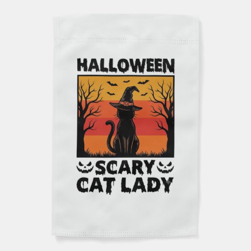 Halloween Scary Cat Lady Vintage Engraving Shirt D Garden Flag