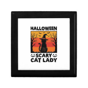 Halloween Scary Cat Lady Vintage Engraving Shirt D Gift Box