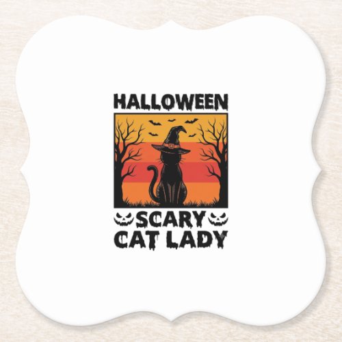 Halloween Scary Cat Lady Vintage Engraving Shirt D Paper Coaster