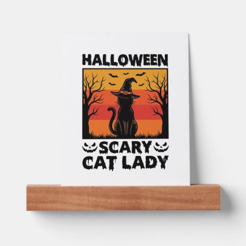 Halloween Scary Cat Lady Vintage Engraving Shirt D Picture Ledge